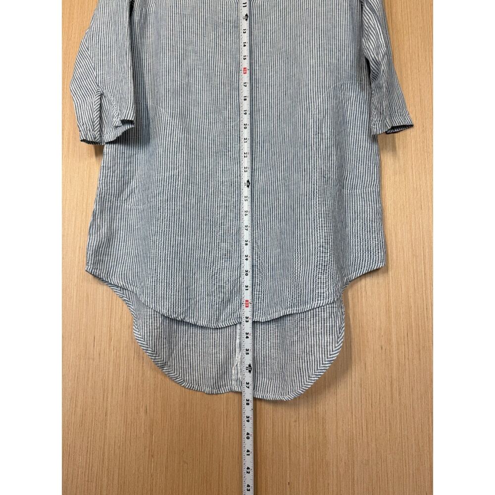Soft Surroundings 100% Linen Getaway Striped Tunic Top Sz Small Pockets Coastal - Picture 9 of 11